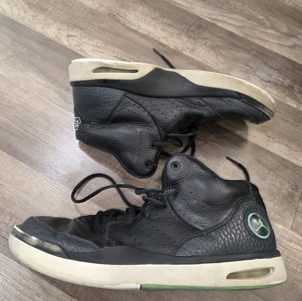 Jordan Flight Tradition Mens 10 Shoes Leather Black Turquoise Streetwear